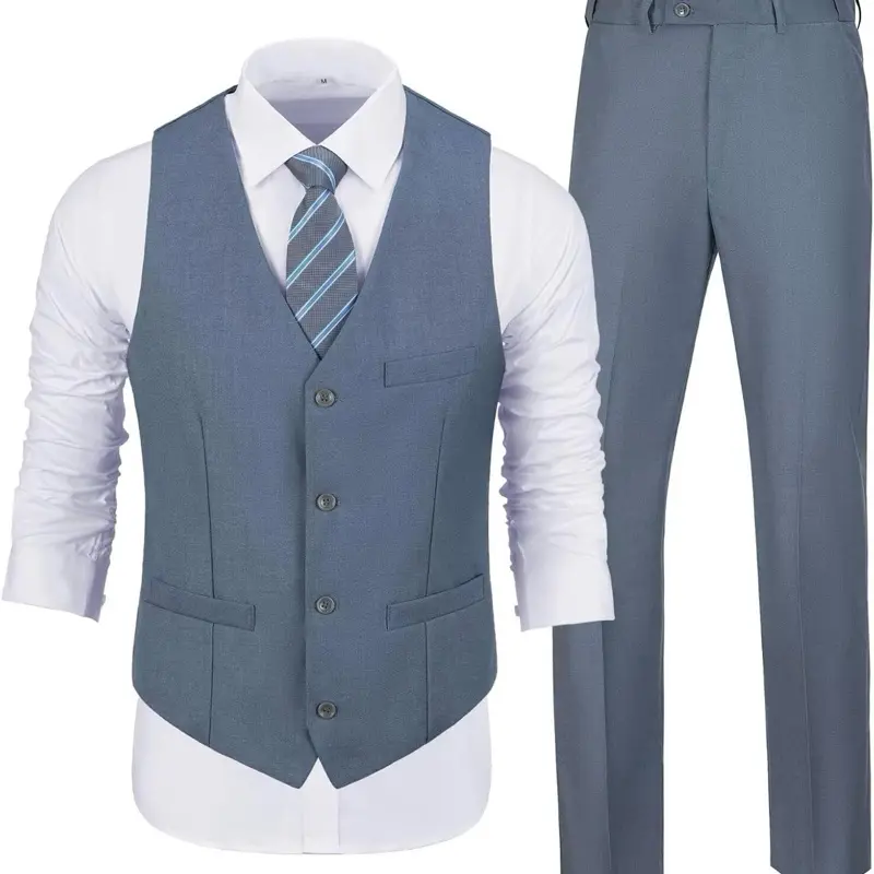 Men's 2-Piece Suit Set, Tailored Fit, Formal Vest, Business Casual Pants, Perfect for Weddings, Graduation Dances, Tuxedos