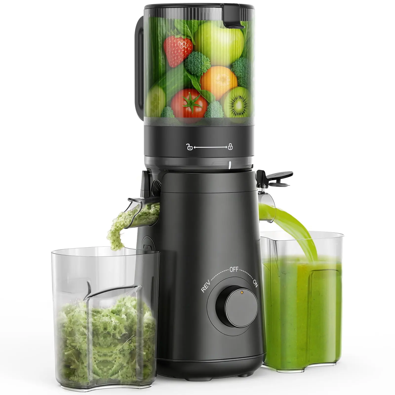 SMALLHOO Juicer Machines with 5.8 Extra Large Feed Chute Cold Press Juicer Fit Whole Fruits Vegetables Easy to Clean,BPA Free