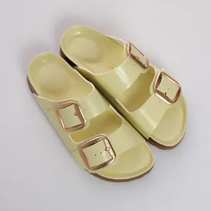 SUFU Summer Women's Clogs Slipper Flipflop Slide with Gold Buckles Comfortable Yellow Sandals for Women Walking Shoes Girl Footwear