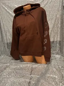 Brown Heart Bling Hoodie