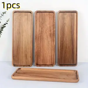 Wooden Serving Tray, 1 Count Snack Tea Coffee Jewelry Tray, Bathroom Tray, Home Decor Kitchenware Tray for Kitchen Dormitory Hotel Picnic Office