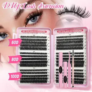 Individual Eyelash Set, False Eyelashes Extension Kit, Natural Lightweight Dense Look, Suitable for Women & Girls, 8-16mm, Curl Cluster Lashes