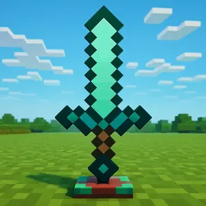 Pixel Diamond Sword Night Light, Dynamic Lighting Mode, 7-11 Color LED Table Lamp, Pull-to-Light Gaming Room Decor, Wall Mount or Accent Table Decor, Led Mood Light