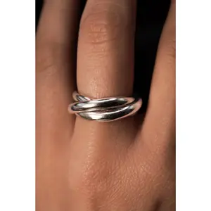 Chunky Interlocking Ring, Sterling Silver