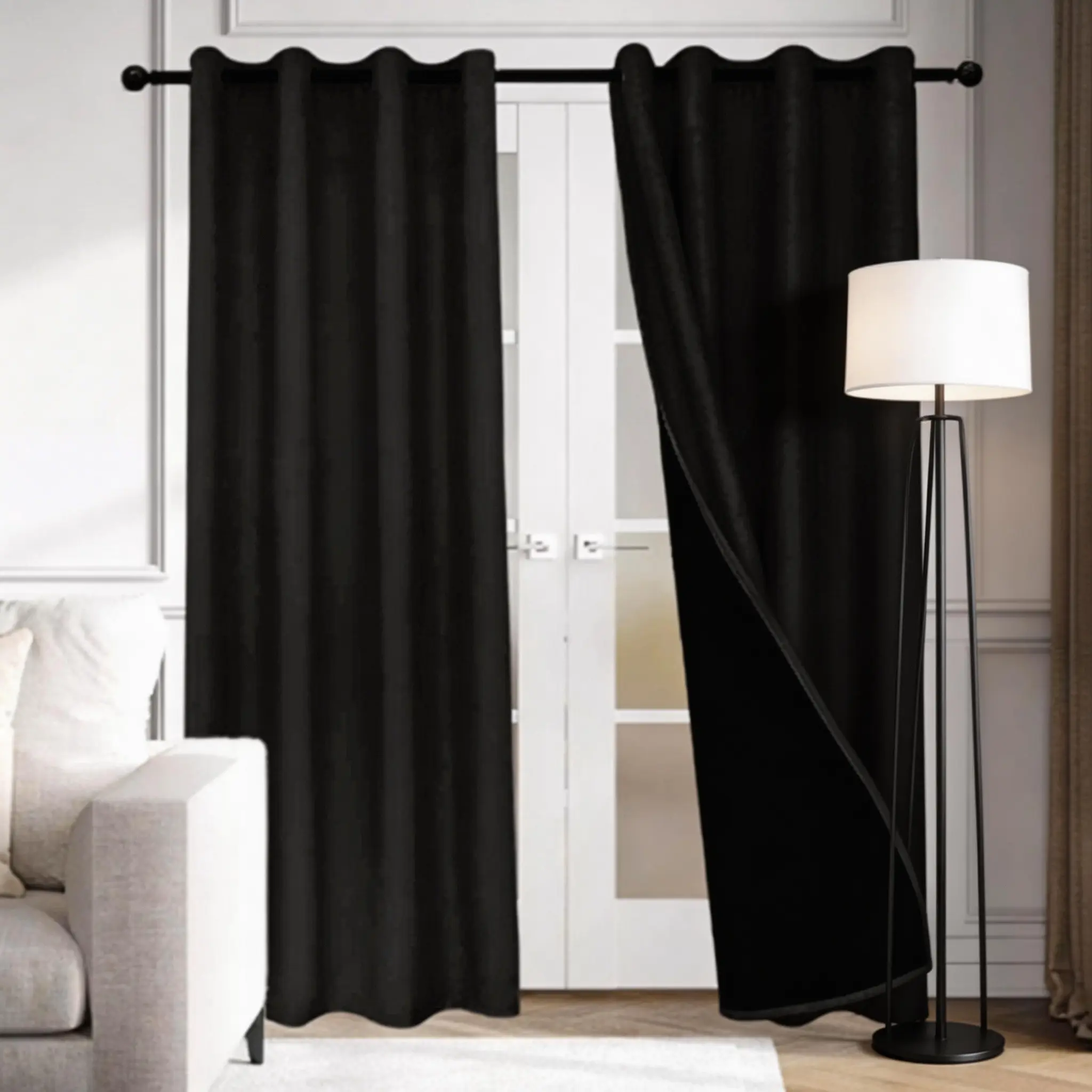 1pc 100% Blackout Curtains with Black Coating Backing for Total Light Blocking Thermal Insulated Privacy Protect Window Drapes Grommet Top Single Panel for Night Shift Workers and Bedroom Home Decor Blackout Window Cover Blackout Shade