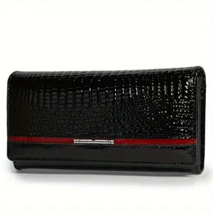 Women's Vintage Genuine Cowhide Leather Long Wallet Clutch - Magnetic Closure, Spacious Design, Multiple Card Slots, Cash Compartment, Durable, High-Quality Craftsmanship, Secure Storage, Fashion Accessory