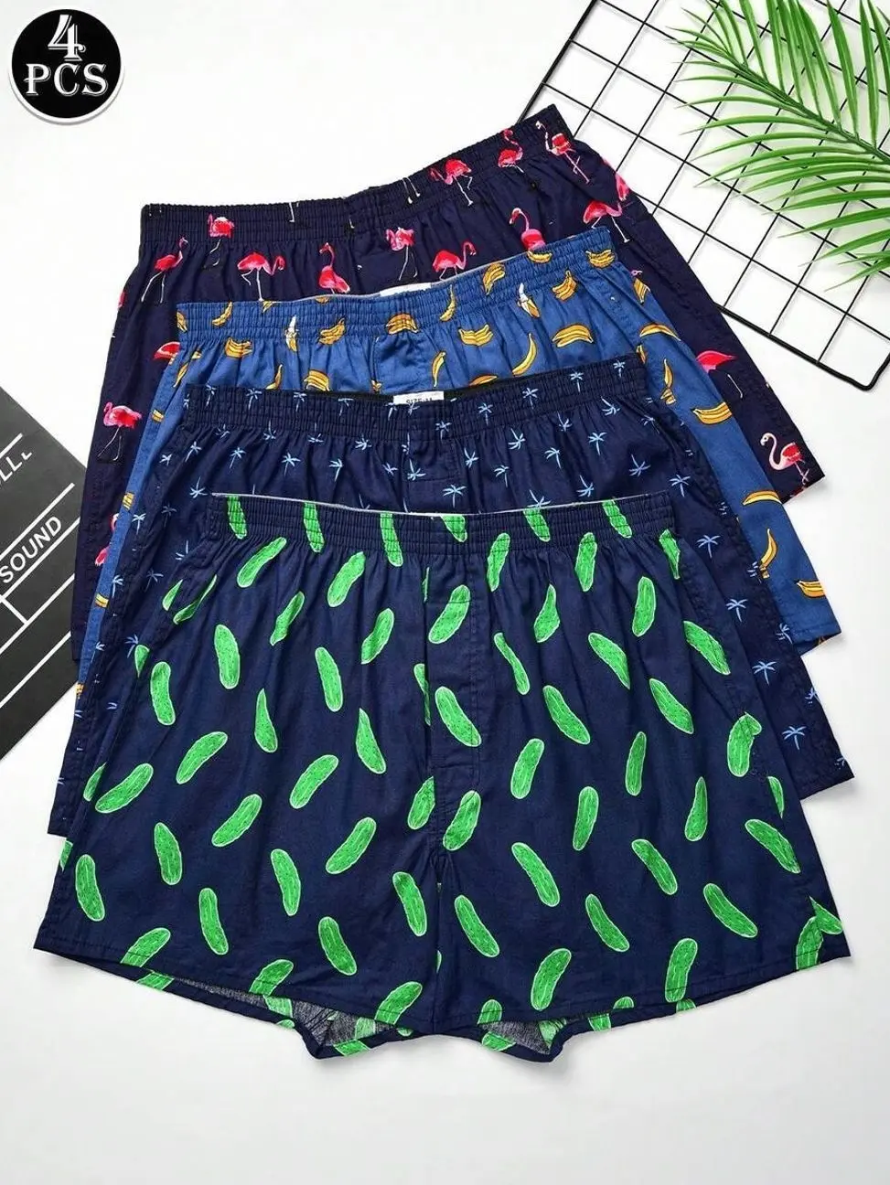 Underwear for men - Men's Printed Boxer Shorts 4-Pack, Breathable Soft Cotton Underwear for Daily Wear underwear boxers cotton underwear boxers for men