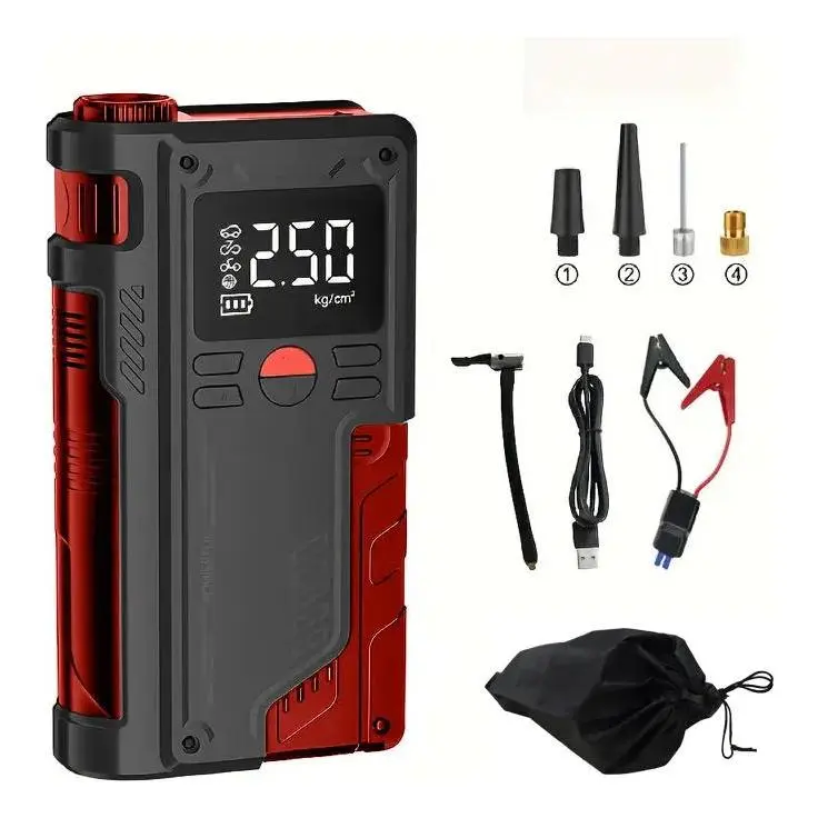 Handheld Compact Vehicle Jump Starter with Air Compressor - 150PSI Digital Tire Filler, Tire Pressure Monitor, Escape Tools, Automotive Car Accessories for Breakdown Assistance