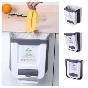 2.6 Gallon Foldable Hanging Trash Bin, Plastic Wall-Mounted Garbage Can for Kitchen, Office, Bathroom, Colors