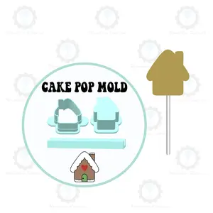 Christmas Gingerbread House Cake Pop Mold | Deluxe Cutter, Popper, and Tray Option