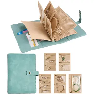 Travel  Binder Organizer Ring Binders -  Boxes PU Leather Case with Zipper   Pouch Bags for Daily Use & Gifting - Mint Green