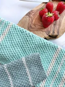 Aire Nitsotolis Inlet Towel & Dishcloth Set - Coastal Charm Knit Kitchen Set for Beginners, Classic Striped Pattern, 100% Cotton, Easy Knit Project, 7"x7" Dishcloth & 14"x18" Towel