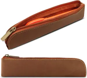 1 count Pen Holder Pouch Stationery Bag Portable Organizer Compact  Faux Leather Storage for Business Person