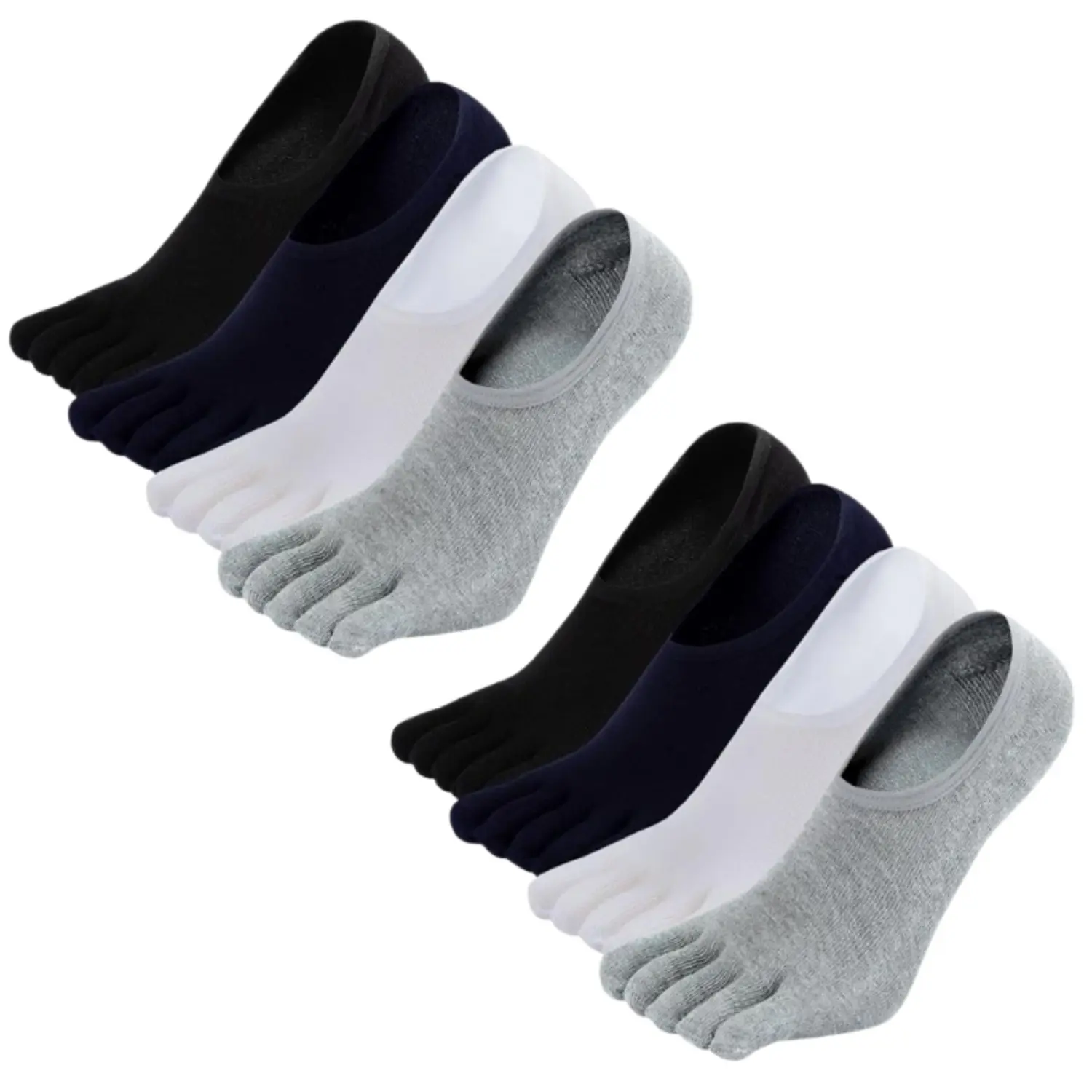 4 Pairs Women Toe Socks Cotton Ankle No Show Low Cut Socks with Toes for Women Men Running Athletic Size 9-15 (Grey/Navy Blue/White/Black) - Home Improvement.