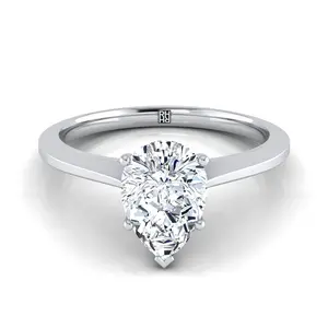 The Elena Solitaire Engagement Ring Setting for Pear Diamonds in Platinum