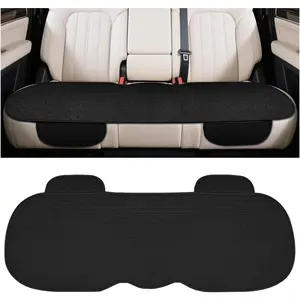 Car Back Seat Cover, Anti-Slip Long Vehicle Rear Bench Protectors with Storage Pocket, Breathable Comfortable Auto Interior Seating Bottom Protection Accessories, Universal Fit (Black)