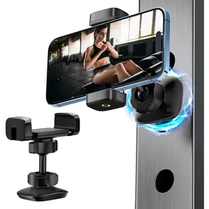 Christmas Gift for Gym Lovers, Magnetic Phone Holder Mount for Gym, Attach to Metal Surface, [Metal Joint & 360° Adjustable], Compatible with All Smartphones