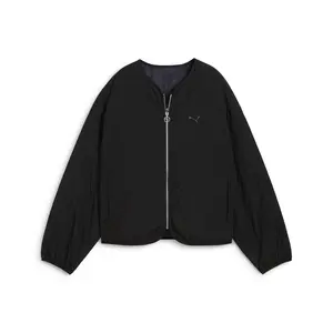 PUMA Womens Wardrobe Essentials Relaxed Reversible Liner Jacket Athletic Outerwear Casual - Black