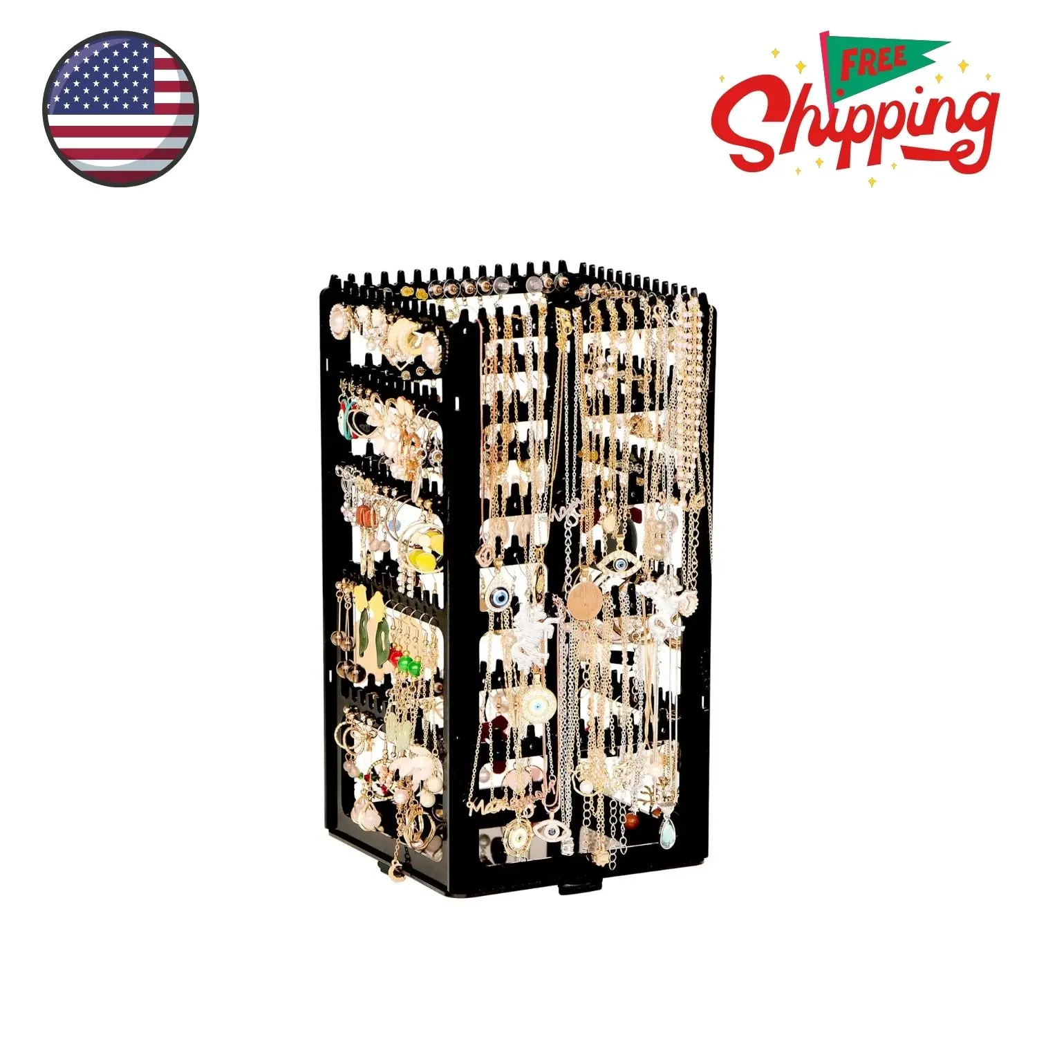 360 Rotating Earring Holder Organizer Stand,5 Tiers