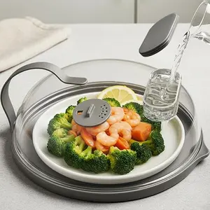 10-Inch Microwave Splatter Cover with Built-in Steamer for Easy Food Heating & Splash Protection Oven Lid with Handle Plate Covers