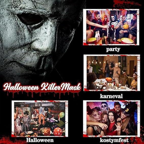 Michael Myers Mask & Scary Skull Mask, Halloween Horror Masquerade Men's & Women's Cosplay Party Mask, Bloody Michael Myers & Scary Skull Adult Costume Scary Cosplay The terrifying atmosphere is at its peak
