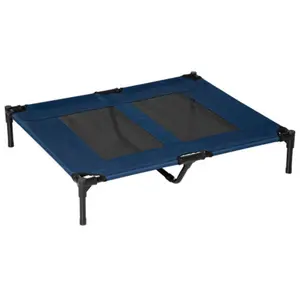 Elevated Cooling Summer Dog Cot Pet Bed With Mesh Ventilation Blue