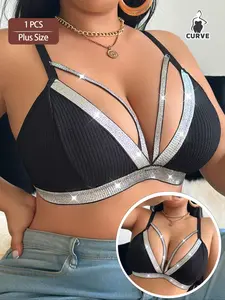 Plus Size Women's Sexy Wireless Bra, Soft Elastic Fabric Full Coverage, No Padding Comfortable Daily Wear, Perfect Fit for Curvy Figures