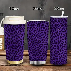 1pc 18oz/20oz Vibrant Purple Leopard Print Textured Tumbler with Lid and Straw, Winter Insulated Travel Mug, Gift for Women Men, Ideal for Valentine’s Day, Easter, Birthday Gift, Iced/Hot Coffee Cup