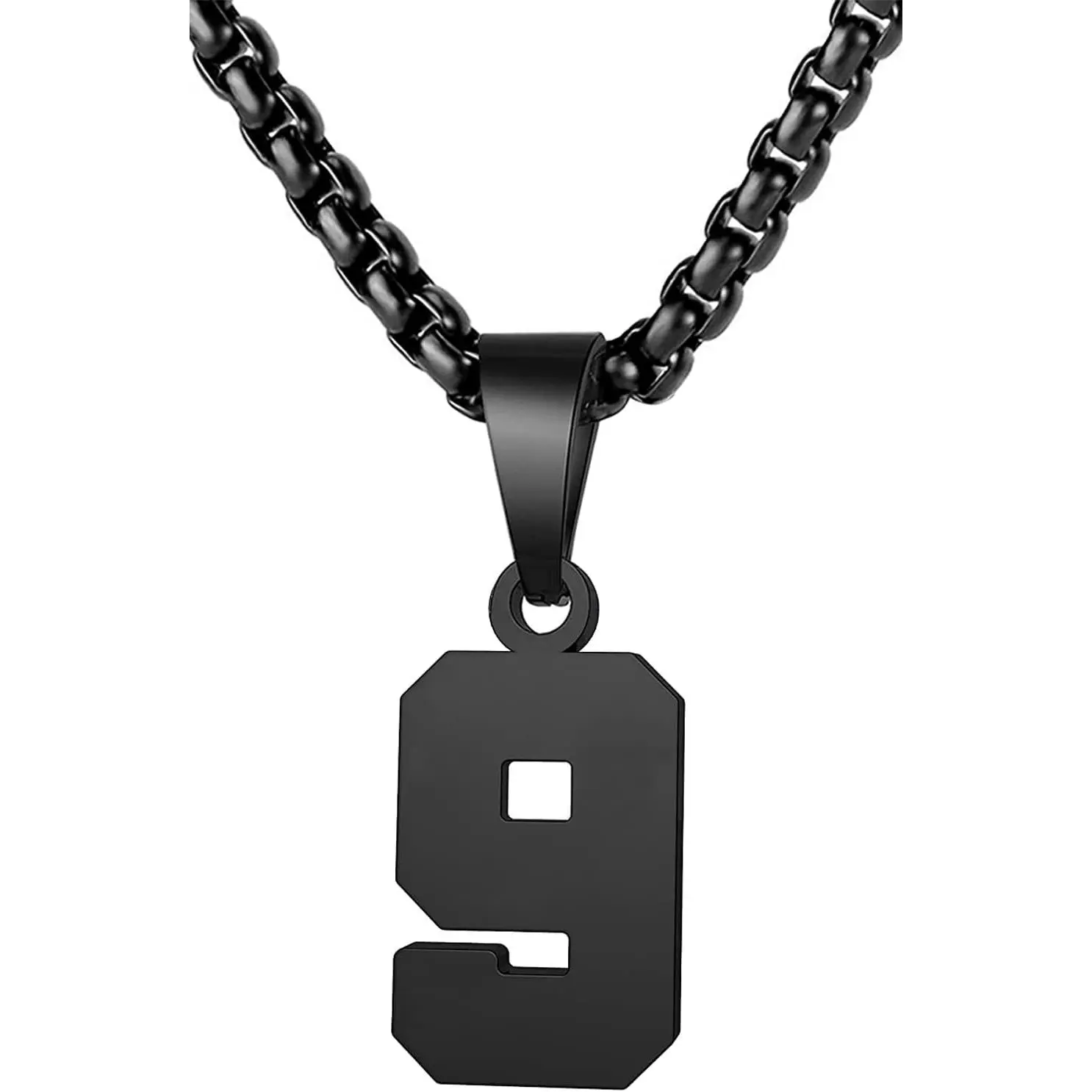 Men's Number Necklace, Casual Sports Pendant in Surgical-Grade Stainless Steel with Box Chain, Elegant Hypoallergenic Gift for Fathers, String Necklace