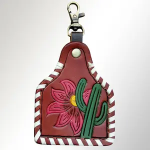 American Darling ADKRX103 Hand Tooled Carved Genuine Leather Keyring