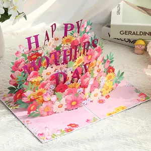 3D Pop Up Happy Mothers Day Card, Handcrafted - 100% Recycled and Eco-Friendly, 8" x 6" Cover - with Note Tag