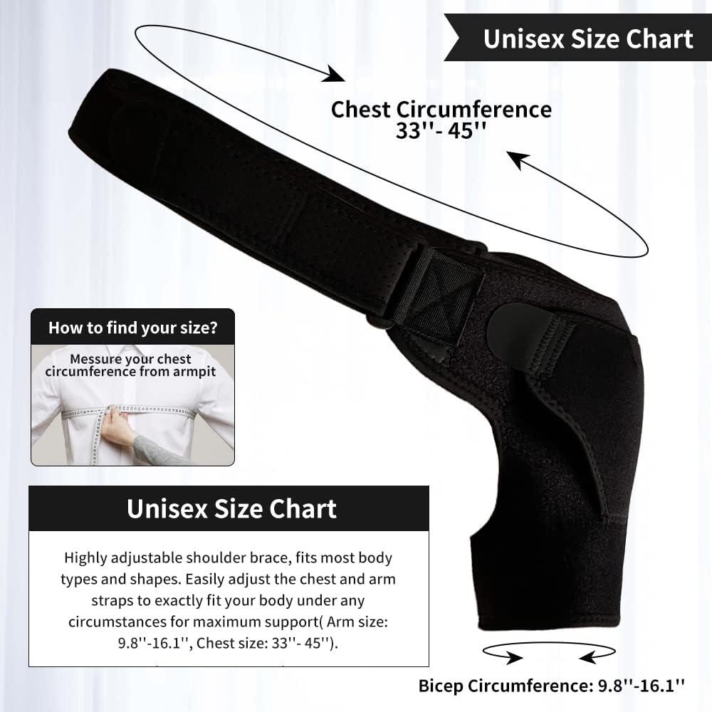 Shoulder Support Brace with Pressure Pad for Men Women, Adjustable Shoulder Brace for Torn Rotator Cuff, Tendonitis, Dislocation, AC Joint, Bursitis, Labrum Tear, Pain, Fits Right or Left Shoulder ,shoulder training strap