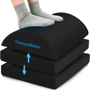 Foot Rest for Under Desk at Work, Gaming Foot Stool with 3 Adjustable Heights & Washable Cover, Comfortable Footrest for Office, Home and Car (Black)