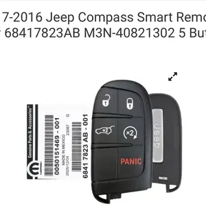 5-Button Smart Remote Car Key Accessory for 2016-2017 Jeep Compass, Part Numbers 68417823AB, M3N-40821302