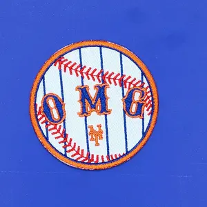 OMG Baseball Mets Embroidered Iron-on Round Patch - 2.5"