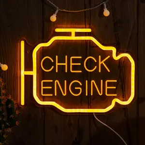[Check Engine Neon Light] 1pc Check Engine Neon Light - Garage, for Man Cave, Auto Shop Decor - Vintage Interior - Easy Mounting with Screws - Durable Plastic Construction - Single-Color Neon Tube (No RGB/White/COLOR-Changing) - Ideal for Wedding, Party