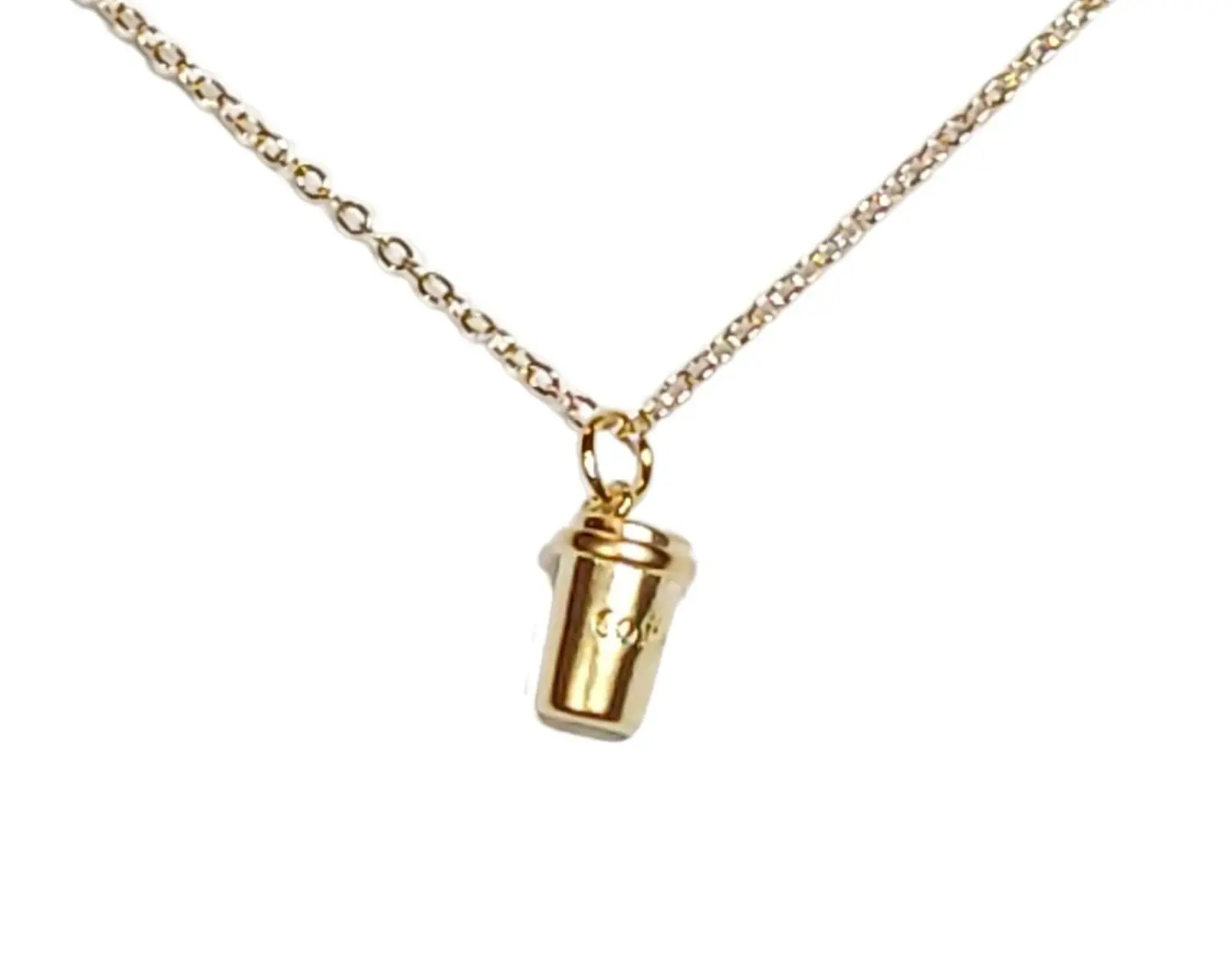 Dainty Coffee Cup Necklace, Layering Necklace, Coffee Charm