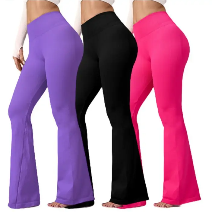 Best-selling seamless flared pants peach hip quick-drying sports trousers fitness pants outdoor yoga pants women's elastic wide-leg pants Women's Retro Flared Yoga Pants women  gym  outfits  control  stitch