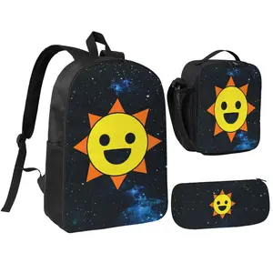 67 Emoji-Inspired Backpack with Starry Sky Background and Sprunki Elements for Students - Durable Oxford Fabric, Ergonomic Design, and Anti-Theft Pocket