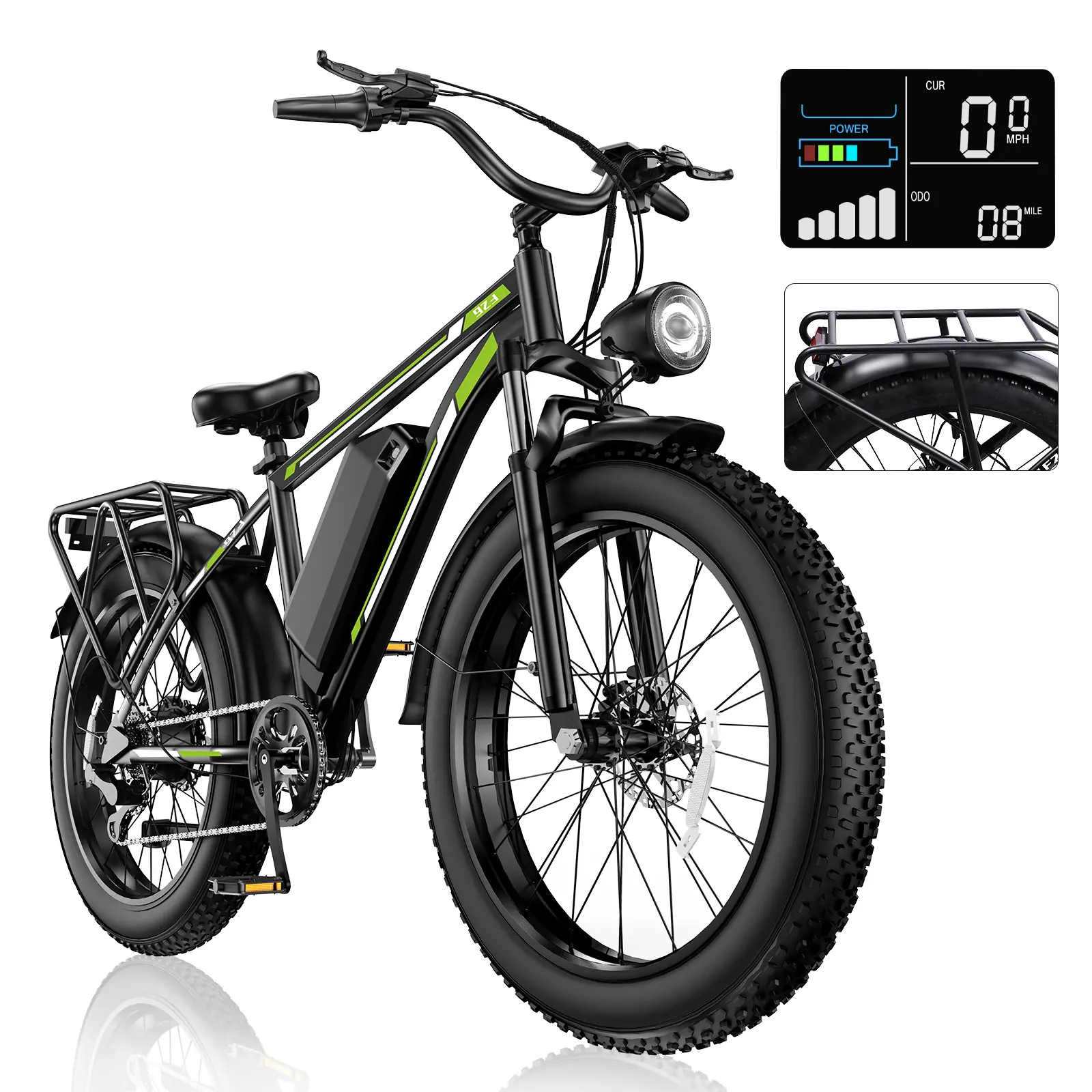 Adult 26-Inch Off-Road Dual Suspension Ebike, 1000W 48V 15.6Ah Fat Tire Mountain Bike, 20-Inch Tires, Front & Rear Drive, Shimano 7 Gears, 50KM/H Top Speed, 35-50KM Range, CE UL2849 Approved