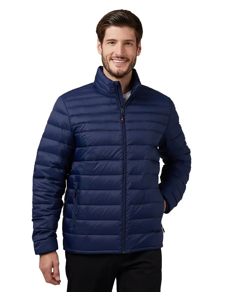 32 Degrees Men's Ultra-Light Down Packable Jacket | Layering | Zippered Pockets | Water Repellent, Dark Waves, Small