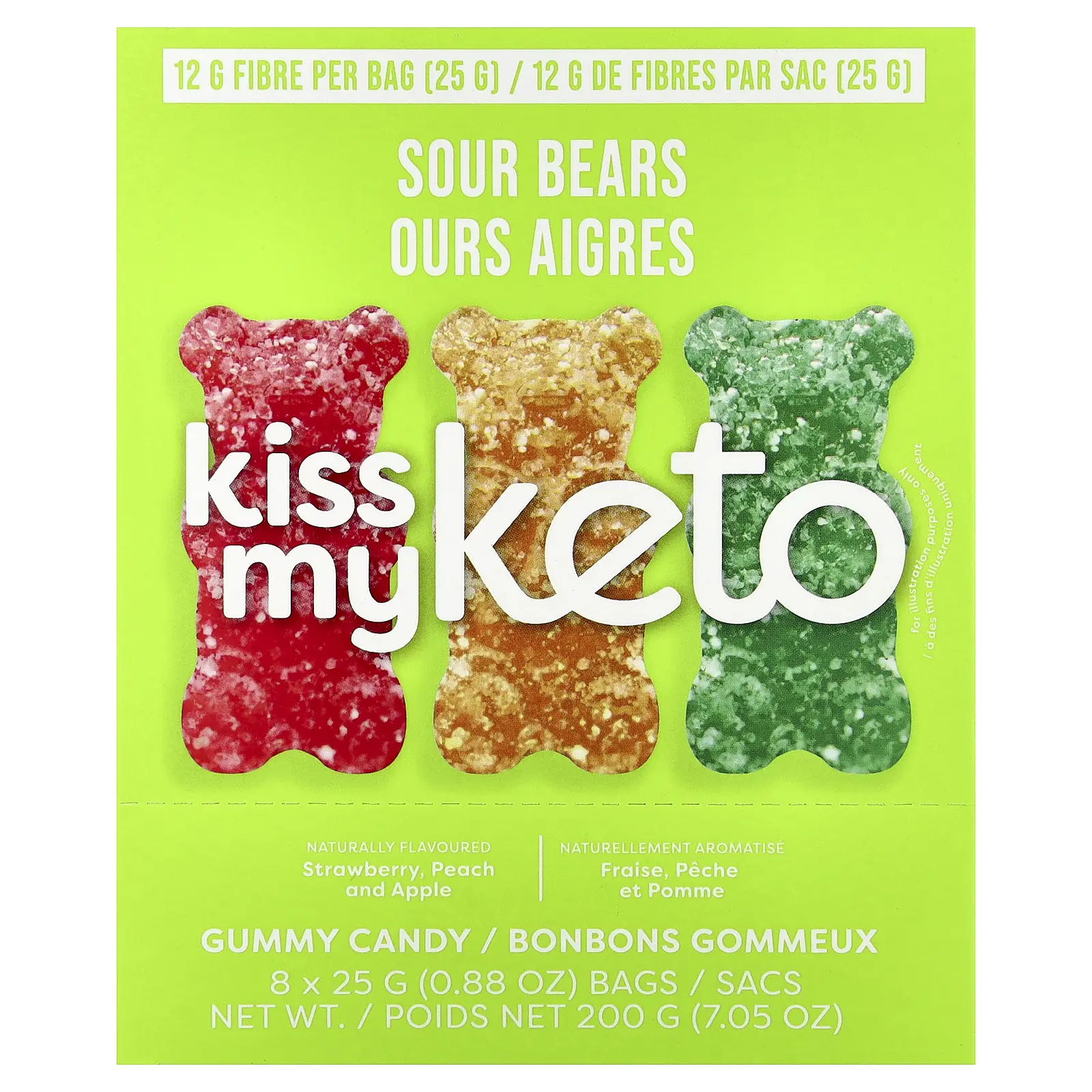 Kiss My Keto Gummy Candy, Sour Bears, 8 Bags, 0.88 oz (25 g) Kiss My Keto Gummy Candy, Sour Bears, 8 Bags, 0.88 oz (25 g)