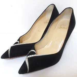 Pre-owned christian louboutin Suede calfskin Small Leather Goods Line Stone Suede Pumps