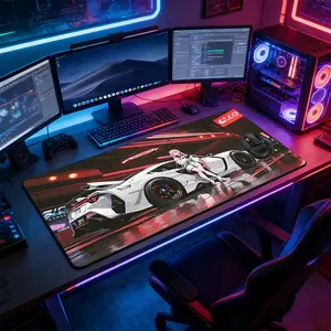Cyberpunk White Sports Car Anime Girl Large Extended Gaming Mouse Pad, Non-Slip Rubber Base Stitched Lock Edge Desk Mat, Sci-Fi Racing Artistic Design Desk Pad, Durable Computer Accessory for Home Office & Gaming Setup, Ideal Gift for Gamers & Cyberpunk