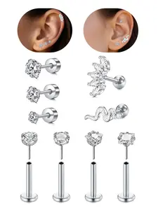 16G Cartilage Earrings Lip Rings Studs Stainless Steel Tragus Rook Daith Helix Earring Curved Barbell Eyebrow Rings Horseshoe Barbell Captive Bead Hoop Earring Piercing Jewelry Set Body Piercing Jewelry