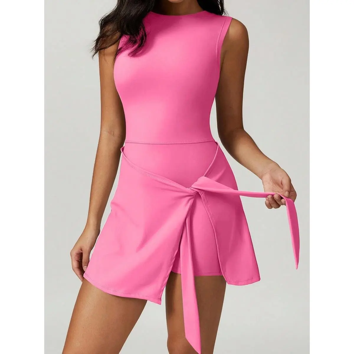 Sporty Women's Solid Color 2-IN-1 Tie Front Wrap Sports Dress, Sport Sleeveless Round Neck Short Dress for Tennis Gym Workout, Ladies Sportswear for All Seasons, Tennis Dresses - TikTok Shop Sporty Women's Solid Color 2-IN-1 Tie Front Wrap Sports Dress, Sport Sleeveless Round Neck Short Dress for Tennis Gym Workout, Ladies Sportswear for All Seasons, Tennis Dresses - TikTok Shop