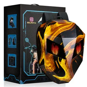 Gelrova LED Motorcycle Backpack for Men - Programmable Screen, Hard Shell, Large Capacity, Water Repellent, Helmet Bag, Laptop Backpack 19inch, Flaming Knight Design, Stylish & Functional, Perfect Gift for Fathers Day
