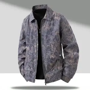 Men's Tie-Dye Casual Jacket with Collar and Zipper Design All-Over Print Suitable for Daily Commuting and Street Style Plus Size Clothing