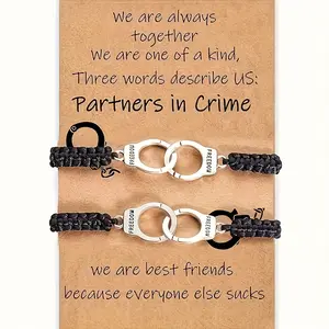 2 Crime Partner Handcuffs Bracelets, elegant and sexy style, the perfect birthday gift for women's best friends