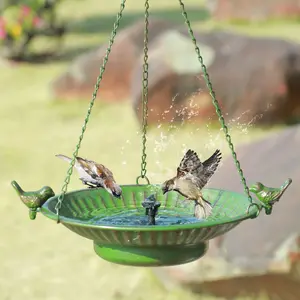 Solar Fountain Hanging Bird Bath,Metal Bird Bath with Solar-Powered Fountain, Bird Bath Bubbler for Garden, Patio & Yard.